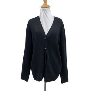 Como Sport Cardigan Womens M Medium Gray Textured Knit Button Up Sweater